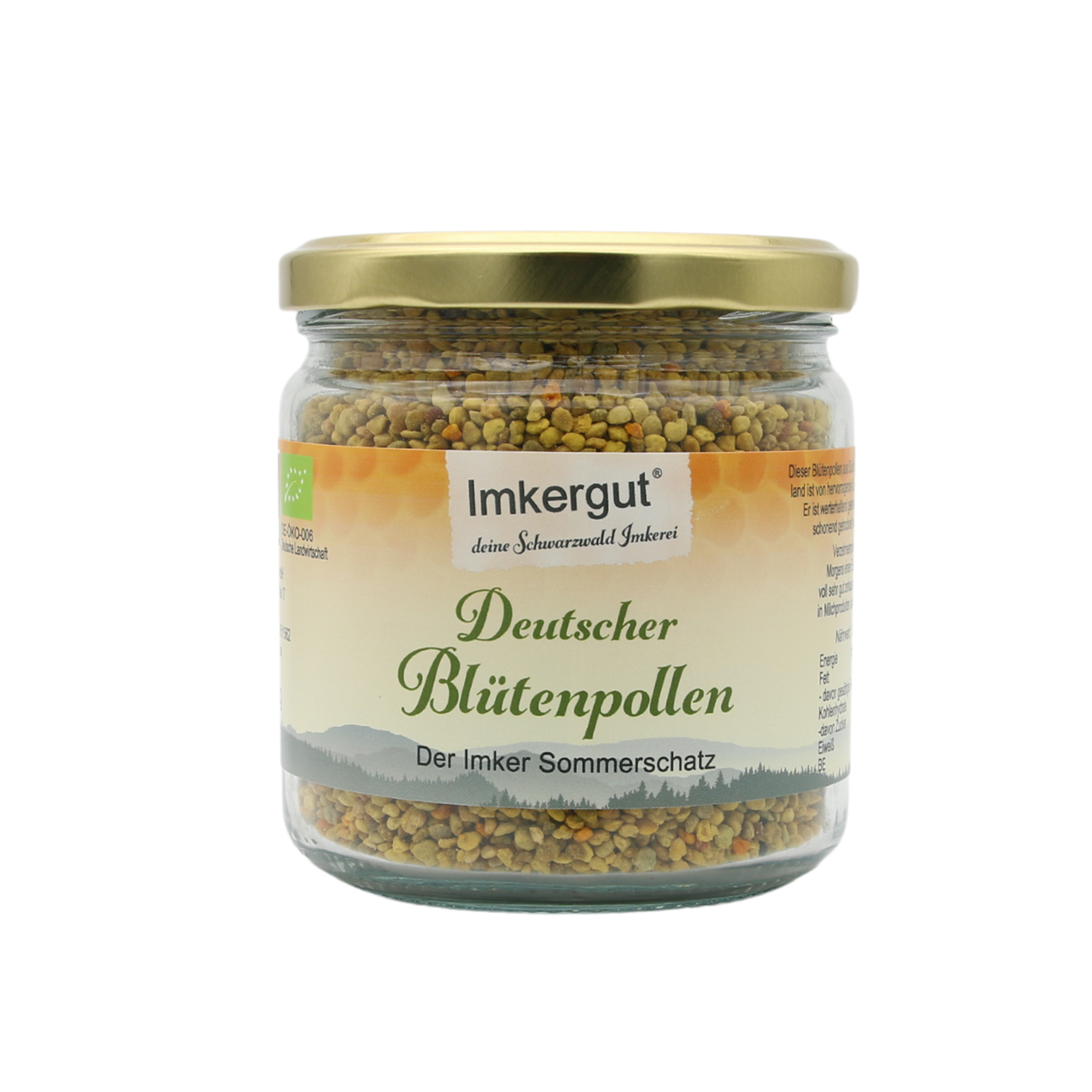Deutscher Blütenpollen im 250 g Glas frontal
